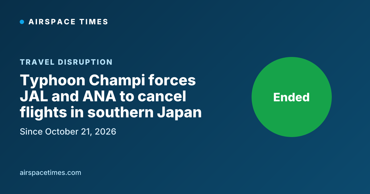 Typhoon Champi forces JAL and ANA to cancel flights in southern Japan